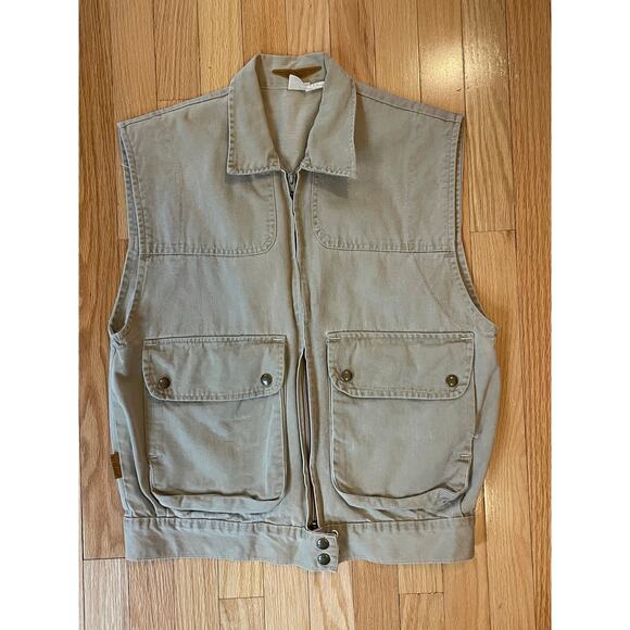 RARE Vintage 80's Outdoor Rugged Utility Vest Reverse Safari Medium made in usa - Picture 1 of 3